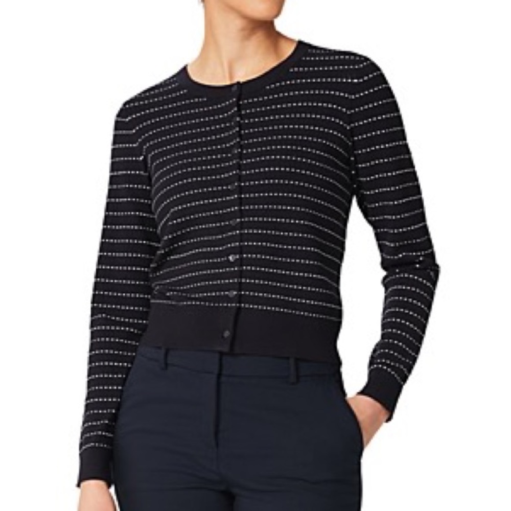 Hobbs London Robin Stitched Striped Cardigan